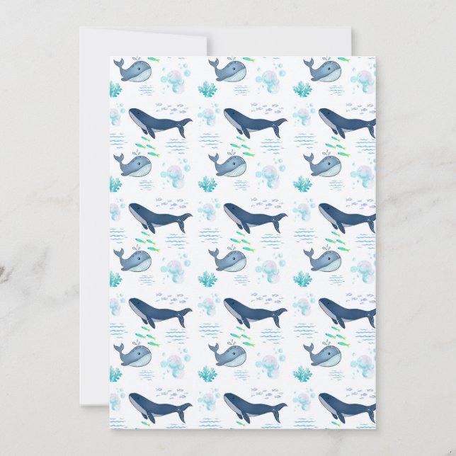 Invitación Patrón de ballenas azules sin foco - Animales mari (Anverso)