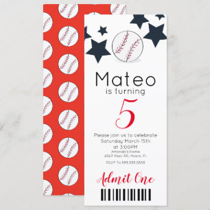 Invitación Patrón de béisbol moderno  Estilo de entrada para 