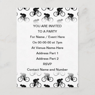 Invitación Patrón de bicicletas en blanco y negro.
