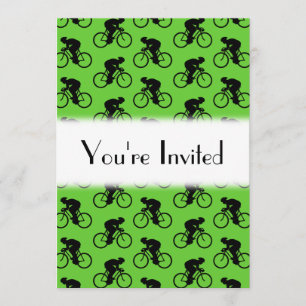 Invitación Patrón de bicicletas verde y negro.