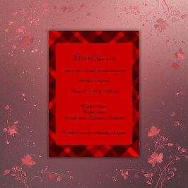 Invitación patrón de boda de tartán celta negro rojo