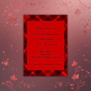 Invitación patrón de boda de tartán celta negro rojo