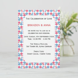 Invitación Patrón de boda moderno y vibrante con flores