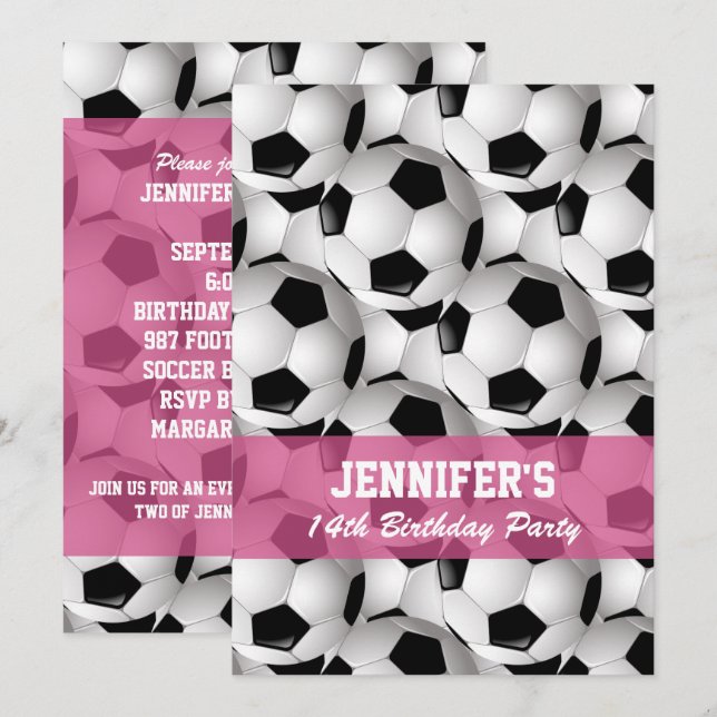 Invitación Patrón de bola de fútbol personalizado v2 cumpleañ (Anverso / Reverso)