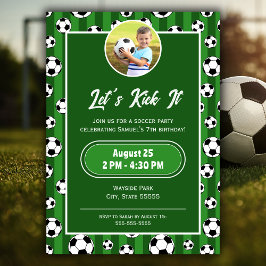 Invitación Patrón de bolas de fútbol para niños y fiesta de c