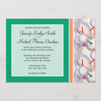 Invitación Patrón de bolas de golf y tees