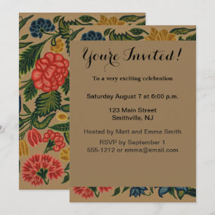 Invitación Patrón de bordado floral vintage de crewel