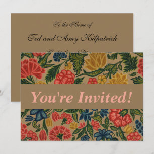 Invitación Patrón de bordado floral vintage de crewel