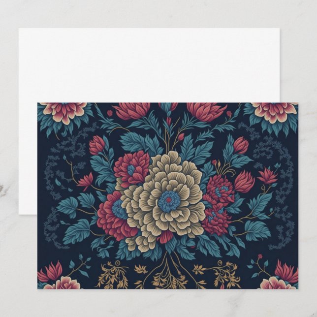 Invitación Patrón de bordado mexicano tradicional (Anverso / Reverso)