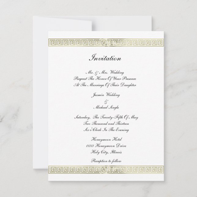 Invitación Patrón de borde dorado (Anverso)