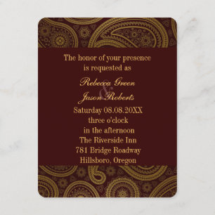 Invitación patrón de cachemira borgoña vintage boda occidenta