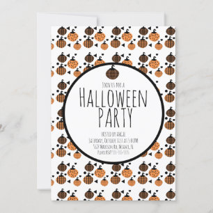 Invitación Patrón de calabazas de Halloween Fiesta de cumplea
