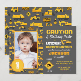 Invitación Patrón de camiones de construcción Fotos de cumple