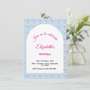 Invitación Patrón de capullos de lila rosa fiesta de cumpleañ