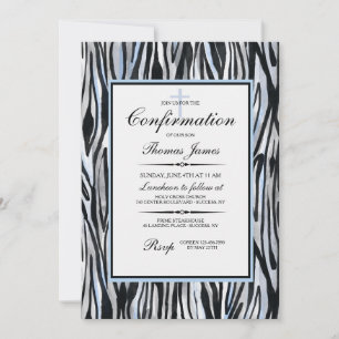 Invitación Patrón de cebra con azul