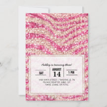 Patrón de cebra con brillo rosa femenino          
