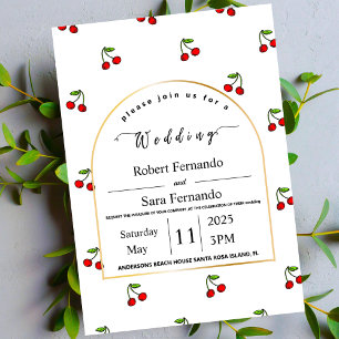 Invitación Patrón de cerezas moderno Fiesta de boda elegante