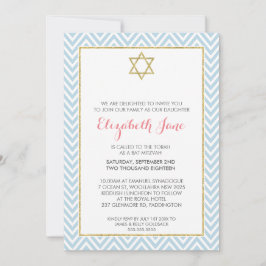 Invitación Patrón de chevron de MITZVAH patrón oro azul purpu