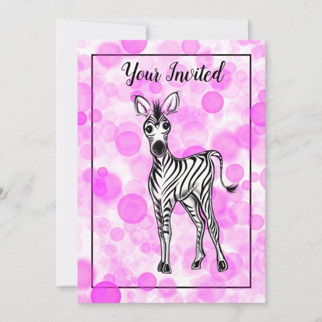 Invitación Patrón de chicle de cebra rosa (Anverso)