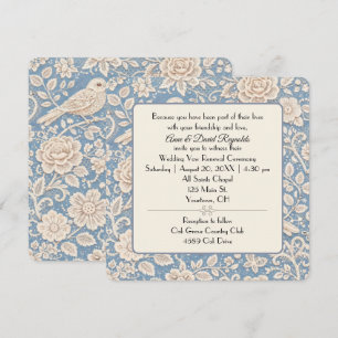 Invitación Patrón de Chinoisería de Boda con Pájaros y Flores