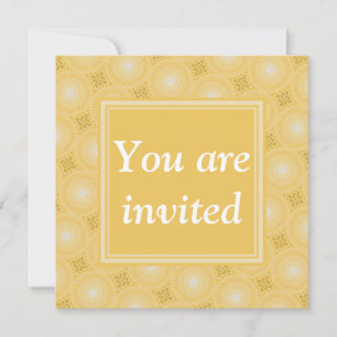 Invitación Patrón de círculos amarillos monograma