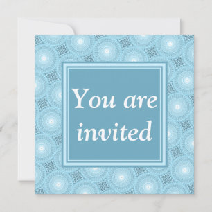 Invitación Patrón de círculos azules de ángel de monograma