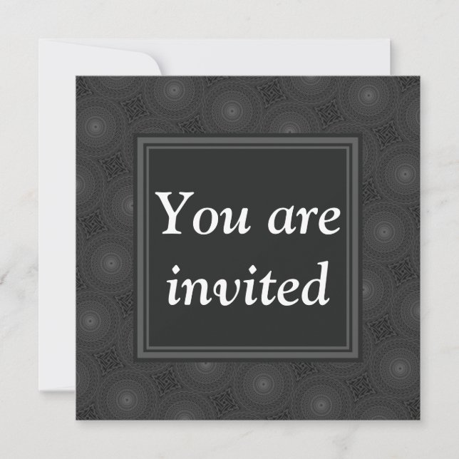 Invitación Patrón de círculos de carbón monograma (Anverso)