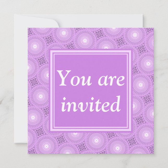 Invitación Patrón de círculos púrpura de lilo monograma (Anverso)