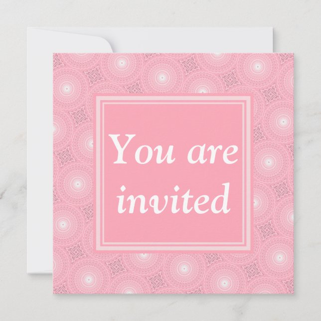 Invitación Patrón de círculos rosados monograma (Anverso)
