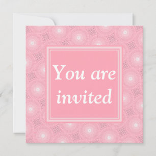 Invitación Patrón de círculos rosados monograma