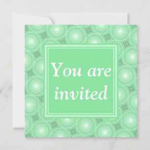 Invitación Patrón de círculos verdes de primavera monograma