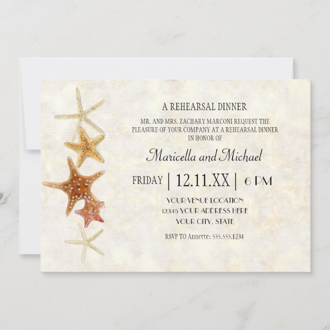 Invitación Patrón de clave griega acuarelaBoda de playa Starf (Anverso)