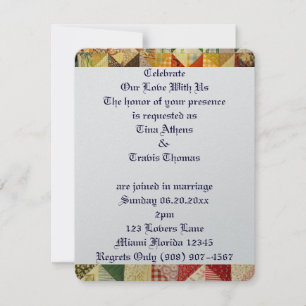 Invitación Patrón de Colcha Amor Boda Novia Novio Paz