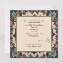 Invitación Patrón de colcha de caleidoscopio de patchwork ant