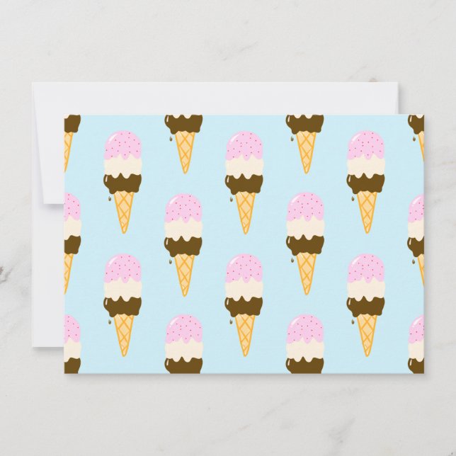 Invitación Patrón de Cono de Helado Napolitano (Anverso)