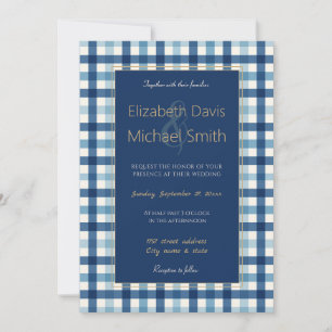 Invitación Patrón de contraste de Gingham azul