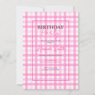 Invitación Patrón de contraste rosado de Gingham