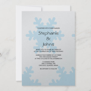 Invitación Patrón de copo de nieve Boda Guay Blue Silver