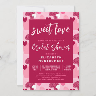Invitación Patrón de corazón de amor dulce San Valentín ducha
