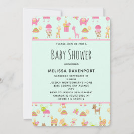 Invitación Patrón de corte con Baby Shower de animales de cri