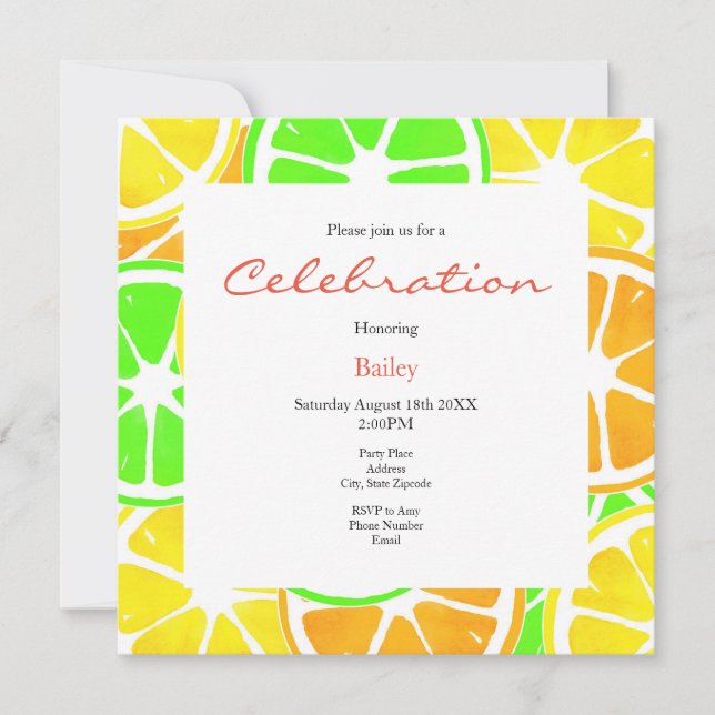 Invitación Patrón de cortes de cítricos (Anverso)