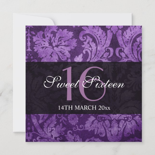 Invitación Patrón de cosecha morada de 16 Fiestas (Anverso)