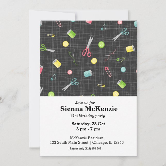 Invitación Patrón de costura (Anverso)