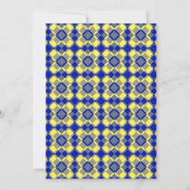 Invitación Patrón de cuadros argyle azul amarillo