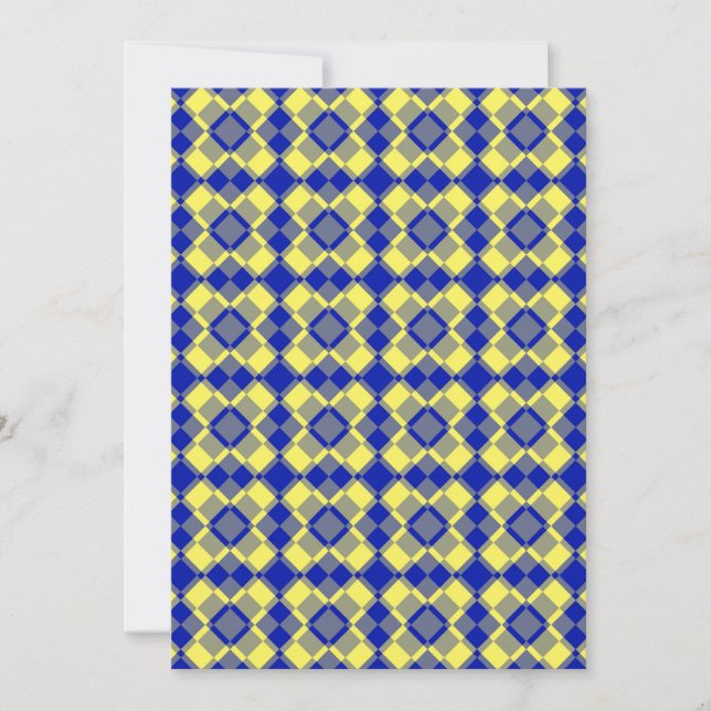 Invitación Patrón de cuadros argyle azul amarillo (Anverso)