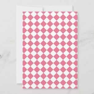 Invitación Patrón de cuadros de diamante rosa blanco