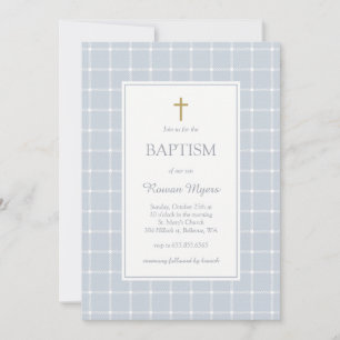 Invitación Patrón de cuadros texturizado refinado para bautiz