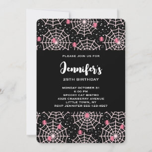 Invitación Patrón de cumpleaños de telarañas y arañas de Hall