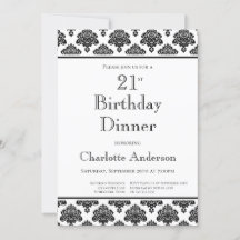 Patrón de Damasco Blanco y Negro 21ª cena de cumpl