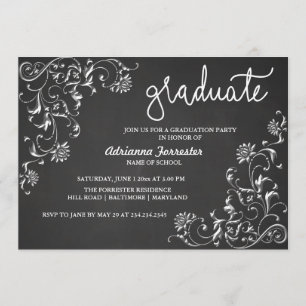 Invitación Patrón de Damasco de tipografía para graduados de 